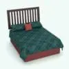 Revit Bed Family With Slats Headboard rendered with a dark chocolate wood finish for the headboard and a plaid green with red accents bedding. This Revit family is fully parametric, easy to use and ready to be rendered. Just load it into your project, load the provided textures (or use your own for a more custom look) and hit the render button for immediate results. Don't wait any longer and add this Revit Bed Family With Slats Headboard to your cart today.