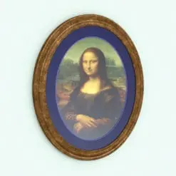 Circular/Oval Picture Frame Revit Family With Insets rendered with a gold leaf frame and two-toned blue insets. The image on the frame can be customized to the user's taste and it can even be converted into a Revit mirror if the material is edited. Ideal to dress up your architectural spaces, this fully parametric and easy to use picture frame Revit family will make your spaces stand out and feel finished.
