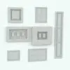 Glass Multiformat Revit Picture Frame Family shown in different sizes and configurations to showcase its parametric versatility. Whether you need a 1, 2 3 or 4 images frame, this Revit picture frame family has you covered. With parameters to arrange the images horizontally, vertically and more, this family will make your spaces look finished in just a few clicks. Get it today and see for yourself.