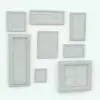 Multiformat Wall Revit Frame Family Up to 9 Images shown in different sizes and configurations to showcase its parametric flexibility. This Revit family comes with two different frame types (cross-sections) to choose from. Additionally, it allows you to create your own layout of images, whether horizontal, vertical or in a grid layout. Don't wait any longer and add this Multiformat Wall Revit Frame Family to your personal assets today.