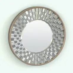 Circular Waves Revit Mirror Family in 3D and rendered in silver and gold metallic finishes. This luxurious-looking and fully parametric Revit family is ideal for residential, commercial and hospitality settings. Whether you need a complement to your project or a focal point, this Revit mirror family will make your projects and 3D renderings stand out.
