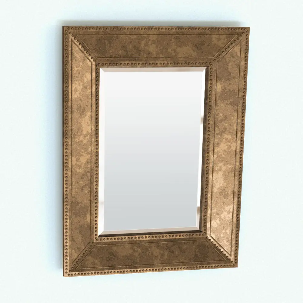 Revit Family / 3D Model - Rectangular Wall Mirror Revit Family Rendered in Revit Rectangular Wall Mirror Revit Family in 3D and rendered in a gold metal finish with detail dots. This Revit family is fully parametric, easy to use and ready to render. Just load it into your Revit projects, select the materials (or use the provided ones) and hit the render button for instant results. Ideal for residential, commercial or hospitality projects, this Rectangular Wall Mirror Revit Family will make your renderings stand out in just a few clicks.