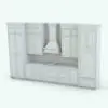Straight Revit Kitchen Family - oven side. The hood and cabinets unique style will make your projects stand out. Whether used in residential or commercial projects, this fully parametric Revit kitchen is the perfect complement to your modern looking projects.
