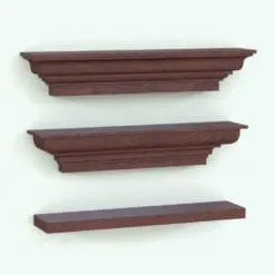 Wall Cornice Shelf Revit Family rendered in 3D with a cherry wood finish. This Revit family comes in three different cornice styles, from classic to contemporary. Ideal for any type of interior design project, this fully parametric shelf Revit family will seamlessly blend with your project in just a few clicks.