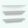 Wall Cornice Shelf Revit Family in 3D and rendered in black and white (ambient occlusion style) to showcase the shapes better. Whether you need a classic style shelf or a more modern looking one, This Revit family has you covered. With parameters to change the style, the length, the depth and the materials, this shelf Revit family will make your renders feel charming.