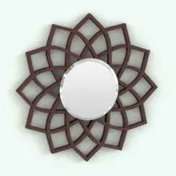 Mandala Wall Mirror Revit Family in 3D and rendered with a wooden material for the frame. This Revit family is fully parametric and it will allow you to change the overall size of the family as well as the materials. Ideal for living rooms, offices, hallways, foyers, atriums and much more, this Mandala Wall Mirror Revit Family will make your spaces look charming and elegant.