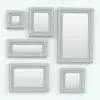 Wall Mirror - Picture Frame Revit Family shown in different sizes and configurations to showcase its parametric flexibility. This Revit family allows you to change the dimensions, the materials and the visibility of the glass to create different looks and arrangements. Ideal for living rooms, bedrooms, offices, hotel rooms and many more spaces, this picture frame Revit family will bring a touch of luxury and charm to your renders.