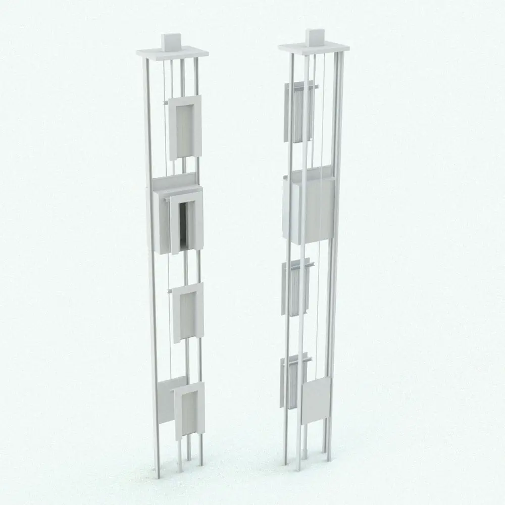 Revit Family / 3D Model - Rectangular Elevator Revit Family Perspective Rectangular Elevator Revit Family in 3D and rendered in black and white (ambient occlusion style) to show the details and shapes better. This Revit family is fully parametric, easy to use and ready to render. Just load it into your project, select the materials and the height of the building and hit the render button for instant results. Don't wait any longer and get this elevator Revit family today.