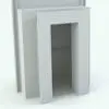 Detail of the elevator door at the bottommost floor. The doors on this elevator Revit family are fully parametric and they can open to any percentage to create different looks and configurations. Whether you're working on commercial, residential or hospitality projects, this Revit elevator family will complement your renders and make your workflow faster.