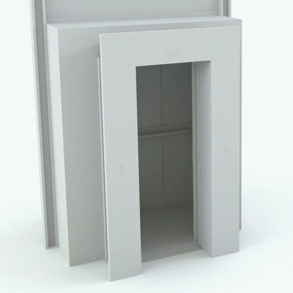 Revit Family / 3D Model - Doors in this Rectangular Elevator Revit Family Detail of the elevator door at the bottommost floor. The doors on this elevator Revit family are fully parametric and they can open to any percentage to create different looks and configurations. Whether you're working on commercial, residential or hospitality projects, this Revit elevator family will complement your renders and make your workflow faster.