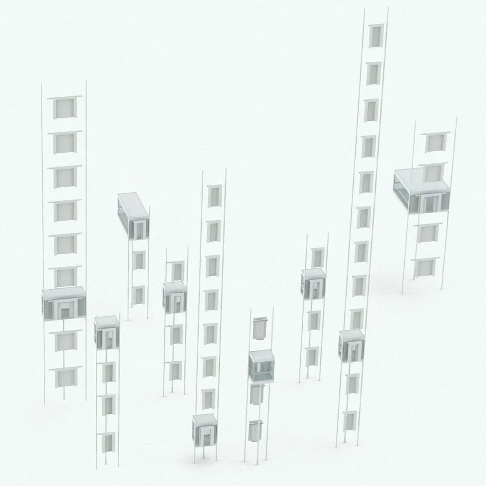 Revit Family / 3D Model - Rectangular Panoramic Revit Elevator Family Variations Rectangular Panoramic Revit Elevator Family shown in different sizes and configurations to showcase its parametric versatility. This Revit family allows you to change the number of floors, the dimensions of the car, the materials and many more options to seamlessly blend it into your Revit project and design language. Ideal for large vertical or commercial spaces, this Rectangular Panoramic Revit Elevator Family will speed up your workflow and make your renders look finished.