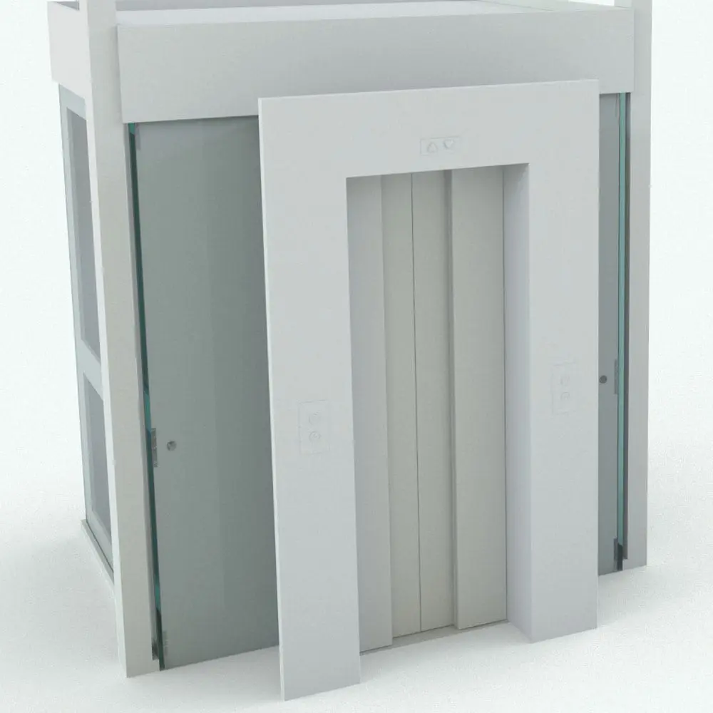 Revit Family / 3D Model - Rectangular Panoramic Revit Elevator Family Doors Detail of the bottommost doors of this Rectangular Panoramic Revit Elevator Family where the doors, the frame, the buttons and more can be seen. Ideal for large scale projects, this fully parametric and easy to use elevator Revit family will make your spaces look complete. Get it today and see for yourself.