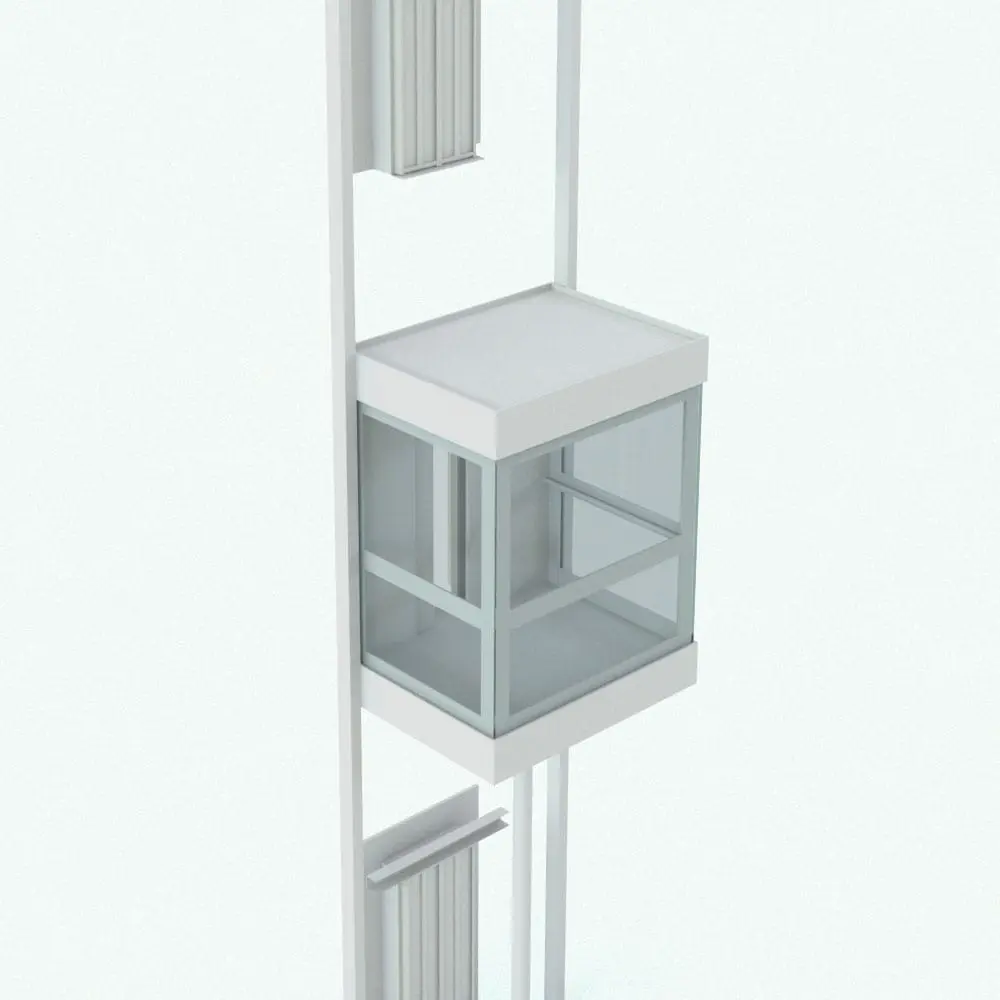 Revit Family / 3D Model - Rectangular Panoramic Revit Elevator Family Car Detail of the car and the back part of the doors of each level in this Rectangular Panoramic Revit Elevator Family.