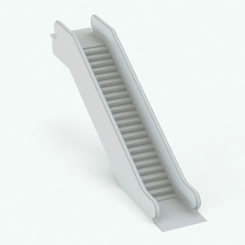 Revit Family / 3D Model - Solid Balustrade Escalator Revit Family Perspective Solid Balustrade Escalator Revit Family in 3D and rendered in black and white (ambient occlusion style) to show the details better. Ideal for large scale projects, this fully parametric, easy to use and ready to render escalator Revit family will complement your spaces and streamline your workflow in Revit. Don't let this opportunity go by and add this Revit family to your personal assets today.