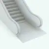 Detail of the bottom part of the Solid Balustrade Escalator Revit Family where you can see the details of the handrail, the extra steps and the balustrade. Whether you are working on a small or large commercial project, this escalator Revit family will adapt perfectly to your spaces.