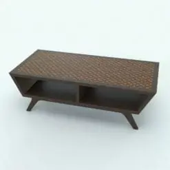 Angled Coffee Table Revit Family in 3D and rendered in a dark colored wood finish with a lighter geometric pattern at the top. This Revit family is ideal for commercial, residential or hospitality projects, and it will make your 3D renderings stand out in just a few clicks. Don't let this opportunity pass and add this Angled Coffee Table Revit Family to your cart today.