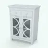 Circles Bathroom Cabinet Revit Family in 3D and rendered in black and white (ambient occlusion style) to show the shapes better. Whether you are working on residential, commercial or hospitality projects, this fully parametric Revit family will complement your projects and streamline your workflow in just a few clicks.
