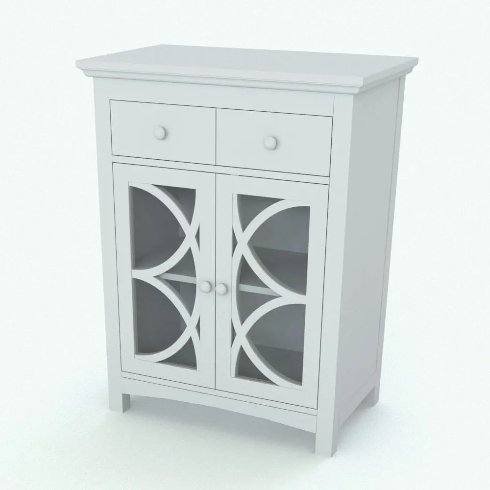 Revit Family / 3D Model - Circles Bathroom Cabinet Revit Family Perspective Circles Bathroom Cabinet Revit Family in 3D and rendered in black and white (ambient occlusion style) to show the shapes better. Whether you are working on residential, commercial or hospitality projects, this fully parametric Revit family will complement your projects and streamline your workflow in just a few clicks.