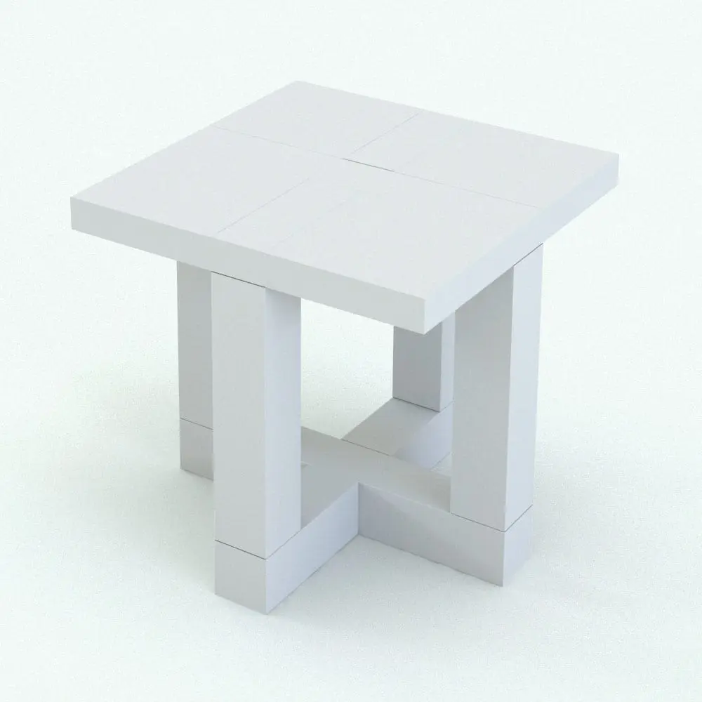 Revit Family / 3D Model - Cross Structure Coffee Table Revit Family Perspective Cross Structure Coffee Table Revit Family in 3D and rendered in black and white (ambient occlusion style) to show the shapes better. Ideal for living rooms, offices, hotel rooms and more, this fully parametric and easy to use coffee table Revit family will bring charm and modernity to your projects.