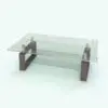 Double Glass Coffee Table Revit Family in 3D and rendered with a dark colored wood finish, stainless steel supports and glass tabletops. Ideal for residential, commercial, and hospitality settings, this fully parametric and easy to use coffee table Revit family will transform your spaces in just a few clicks.
