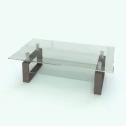Double Glass Coffee Table Revit Family in 3D and rendered with a dark colored wood finish, stainless steel supports and glass tabletops. Ideal for residential, commercial, and hospitality settings, this fully parametric and easy to use coffee table Revit family will transform your spaces in just a few clicks.
