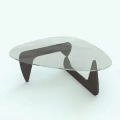 Modern Triangular Coffee Table Revit Family in 3D and rendered with a dark chocolate wood finish and a glass top. Ideal for living rooms, bedrooms, hotel rooms and more, this fully parametric and easy to use coffee table Revit family will make your spaces stand out in just a few clicks.