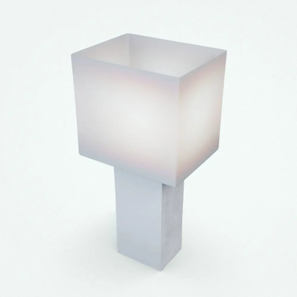 Revit Family / 3D Model - Leather Square Lamp Revit Family Rendered in Vray Square leather lamp 3D model rendered in 3D in a light colored palette.