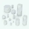 Geometric Candles Decoration Revit Family shown in different sizes and configurations to showcase its parametric versatility. Ideal for adding a touch of livability, charm and refinement to your Revit projects, this decoration Revit family will make your spaces look complete.