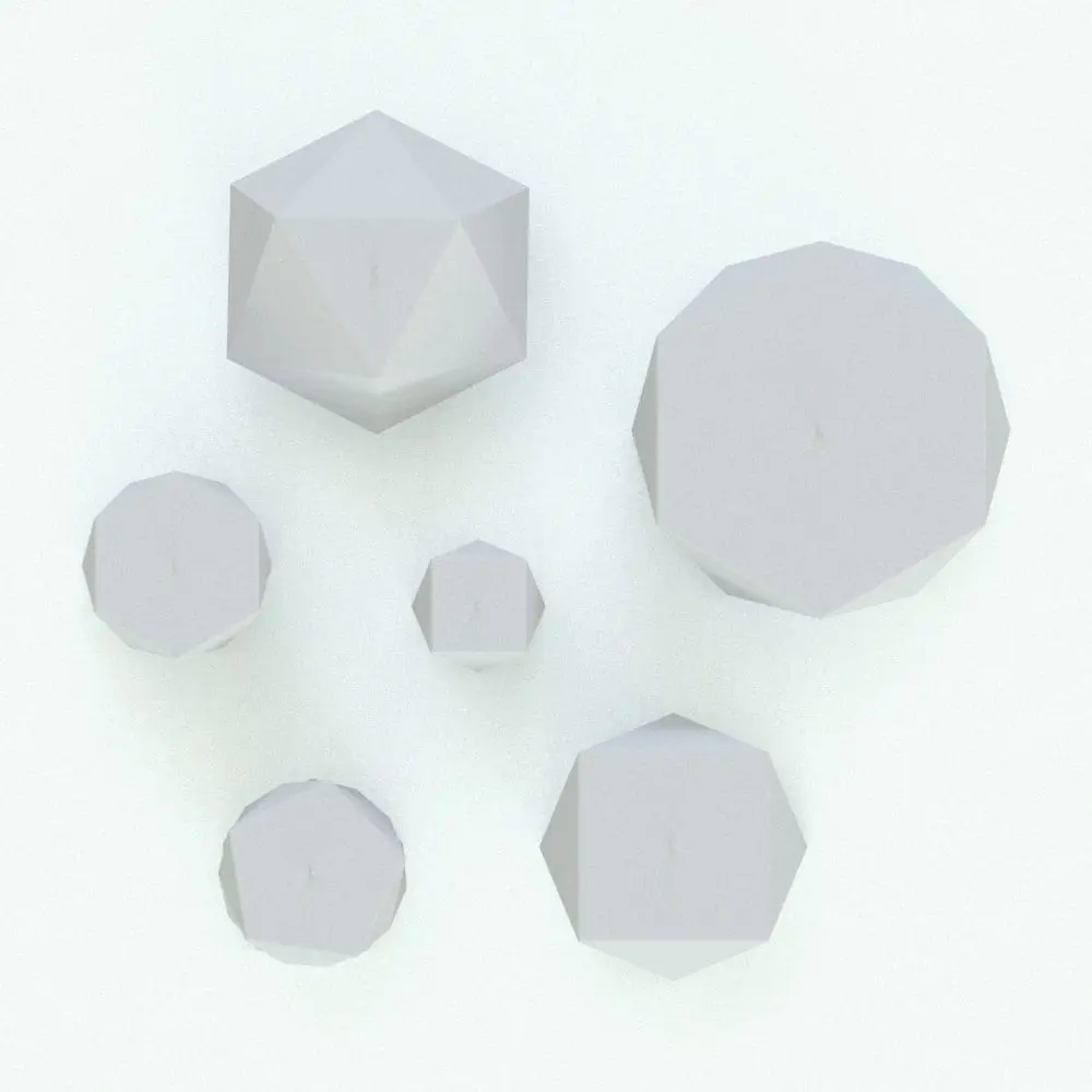 Revit Family / 3D Model - Geometric Candles Decoration Revit Family Top View Geometric Candles Decoration Revit Family in top view and rendered in black and white to show the shapes better. Ideal for living rooms, offices, spas, bedrooms and much more, this decoration Revit family comes in 6 different shapes to give your even more flexibility. Don't wait any longer and get it today.