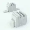 Solid Bookends Decoration Revit Family With Books in 3D and rendered in black and white (ambient occlusion style) to show the shapes better. This Revit family comes with two different types of bookends: L-shape and square. Ideal for residential or commercial settings this decorations Revit family is the perfect complement to make your renders stand out.