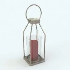 Hollow Structure Candle Decoration Revit Family in 3D and rendered in a gold-silver metallic structure finish and a red candle. Ideal for interior design projects, this fully parametric and easy to use Revit decor family will make your spaces look cozy, charming and livable. Get it today and see for yourself.