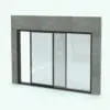 Sliding Door Revit Family - SLD-Direct Set X in 3D and rendered embedded in a masonry wall. This Revit family is ideal for residential, commercial and hospitality projects. With tons of parameters to modify, this sliding door Revit family will seamlessly blend to your projects in just a few clicks.