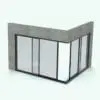 Corner Sliding Door Revit Family - SLD-OX-Corner-XO Multi Slide in 3D and rendered in a masonry wall. Ideal for luxury residential projects, commercial or hospitality settings, this fully parametric and easy to use sliding door Revit family will seamlessly blend to your Revit project in just a few clicks. Get it today and see for yourself.