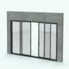 Dual Sliding Door Revit Family - SLD-OX-XO-Bi-Part in 3D and rendered in a gray masonry wall. This Revit family is fully parametric, easy to use and ready to render. Just load it into your project, select the materials (or use the provided ones) and hit the render button for instant results. Don't let this opportunity go by and add this sliding door Revit family to your cart today.