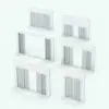 Quad Sliding Door Revit Family - SLD-OXX-XXO-Bi-Part shown in different sizes and configurations to showcase its parametric flexibility. This Revit family allows you to change the overall dimensions, the materials and the opening of each one of the 4 panels. Ideal for luxurious interiors, this Quad Sliding Door Revit Family will transform your spaces in just a few clicks.