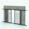 Sliding Revit Pocket Door Family - SLD-PX-XP Bi-Part in 3D and rendered embedded in a gray masonry brick wall with dark metallic frames. This Revit family is completely FREE! Yes, it is part of our FREE Revit families category, so get it today and check out our quality. No credit card required. Ideal for modern and contemporary interior design projects, this Revit pocket door is the perfect complement to your project.