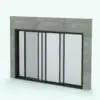 Sliding Door Revit Family With Screen - SLD-XXO Multi-Slide in 3D and rendered embedded in a gray masonry brick wall with dark metallic frames. This Revit family is fully parametric, easy to use and ready to render. Just load it onto your project, set the dimensions and hit the render button for instant results. Don't let this opportunity go by and add this Sliding Door Revit Family With Screen to your cart today.