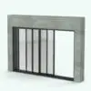 Multi Sliding Door Revit Family - SLD-XXXX in 3D and rendered embedded in a gray masonry brick wall and dark metallic door frames. This Revit family is fully parametric, easy to use and ready to render. Just load it into your project, set the dimensions required by your Revit project and hit the render button for instant results. Don't let this opportunity go by and add this Multi Sliding Door Revit Family to your cart today.