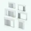 Multi Sliding Door Revit Family - SLD-XXXX shown in different sizes and configurations to showcase its parametric flexibility. This Revit family allows you to change the overall dimensions, the position of each one of the 4 panels and the materials for full customization. Ideal for residential, commercial and hospitality settings, this sliding door Revit family will transform your spaces in just a few clicks.