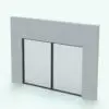 Double Fixed Revit Window Family - SLW-E1b in 3D and rendered embedded in a white brick wall with dark metallic frame finishes. This Revit family is fully parametric, easy to use and ready to render. Just load it into your project, select the materials (or use the provided ones) and hit the render button for instant photorealistic results. Don't wait any longer and get this Revit window family today.