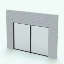 Double Fixed Revit Window Family - SLW-E1b in 3D and rendered embedded in a white brick wall with dark metallic frame finishes. This Revit family is fully parametric, easy to use and ready to render. Just load it into your project, select the materials (or use the provided ones) and hit the render button for instant photorealistic results. Don't wait any longer and get this Revit window family today.