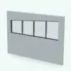 Quad Slope Revit Window Family embedded in a white brick wall and rendered with a dark colored metal finish on the frame. This Revit family is fully parametric, easy to use and ready to render. Just load it into your project, set the size and hit the render button for instant results. Don't wait any longer and add this Quad Slope Revit Window Family to your cart today.