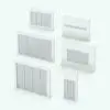 Quad Simple Revit Window Family shown in different sizes and configurations to showcase its parametric flexibility. This Revit family will allow you to change the overall dimensions, the materials and even the position of the glass within the frame for full customization. And the best part is that it belongs to our FREE Revit families section, so go ahead and download it today.