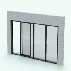 Sliding Window Revit Family embedded in a white brick wall and rendered with a dark colored metallic frame material. This Revit window is fully parametric and it even includes a door that opens and closes to connect interior with exterior spaces. Ideal for residential, commercial and hospitality settings, this sliding window Revit family will streamline your workflow in just a few clicks. Get it today and see for yourself.