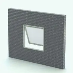 Awning Revit Window Family - T450N shown embedded in a gray brick wall and rendered with a light colored metallic frame finish. This Revit family is fully parametric, easy to use and ready to render! And the best part is that it belongs to our FREE Revit families category! So go ahead and download this Revit window family today. No credit card required.