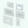 Awning Revit Window Family - T450N shown in different sizes and configurations to showcase its parametric flexibility. This Revit family allows you to change the overall dimensions, the materials, the opening percentage and even the position of the glass within the frame/wall. Ideal for any type of project, this Revit window family will simplify your workflow in just a few clicks.