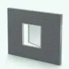 Casement Revit Window Family shown embedded in a gray brick wall and rendered with a light colored metallic frame finish. This Revit family is fully parametric, easy to use and ready to render. Plus, it belongs to our FREE Revit families category, so go ahead and download this Revit window family today. No credit card required.