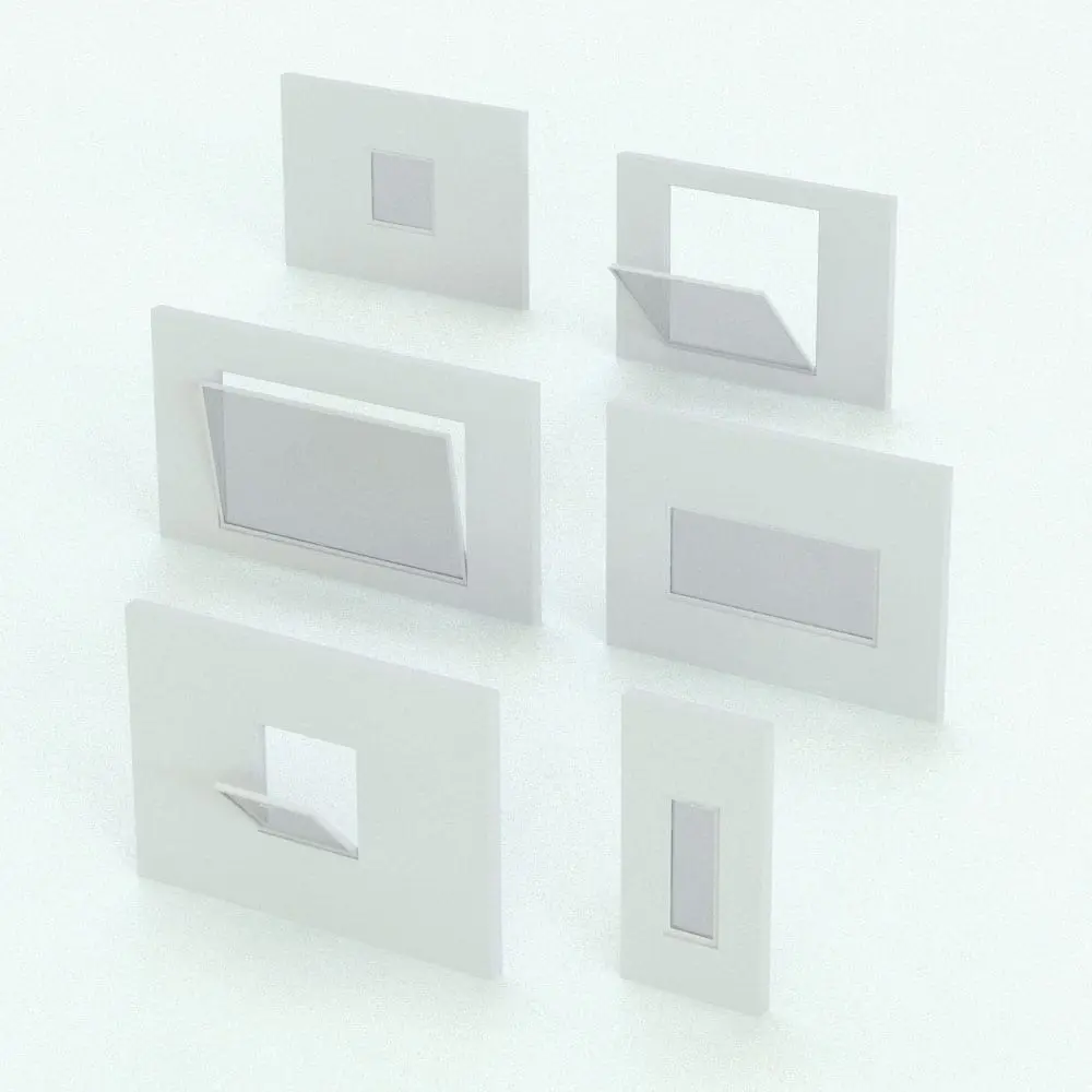 Revit Family / 3D Model - Hopper Revit Window Family - T450N Variations Hopper Revit Window Family shown in different sizes and configurations to showcase its parametric flexibility. This Revit family allows you to change the overall dimensions, the materials, the opening percentage and even the position of the window within the wall. Don't wait any longer and add this Revit window family to your cart today.