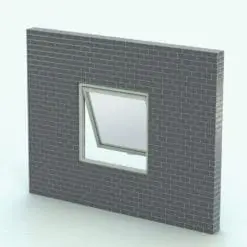XL Awning Revit Window Family shown embedded in a gray brick wall and rendered in a light colored metallic frame finish. Ideal for residential, commercial and hospitality settings, this fully parametric and easy to use Revit window family will seamlessly blend with any project. And the best part is that it belongs to our FREE Revit families category, so download it and start using it right away. No credit card required.