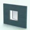 Casement Revit Window Family shown embedded in a teal colored wooden wall and rendered in a gray colored metallic frame material. This Revit family is fully parametric, easy to use and ready to render. Just load it into your project, set the dimensions and hit the render button for instant results. Plus, this Revit window family belongs to our FREE Revit families category, so go ahead and download it today. No credit card required.